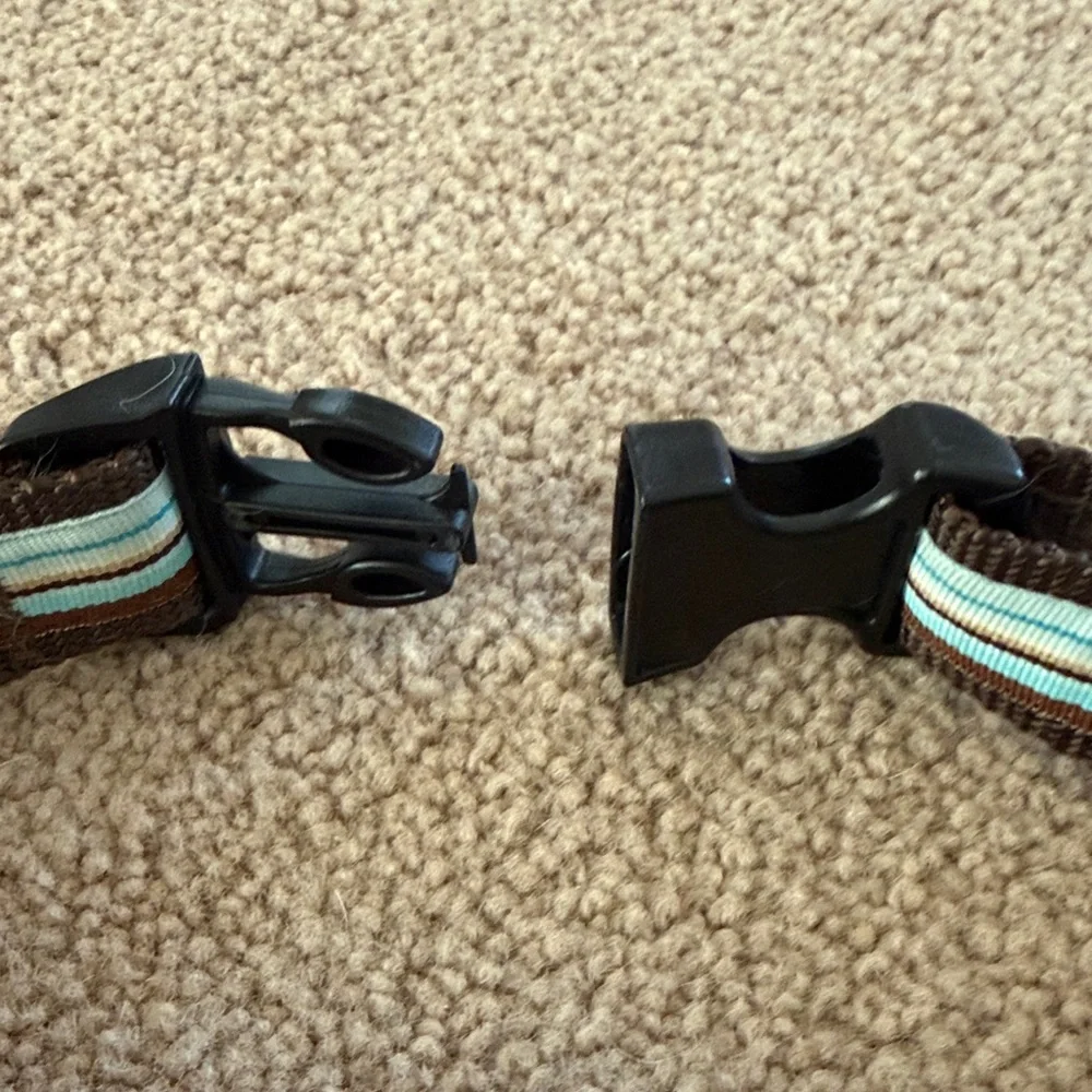 Brown & Light Blue Striped Small Dog Collar